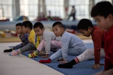 The Chinese gymnastics school training children for 